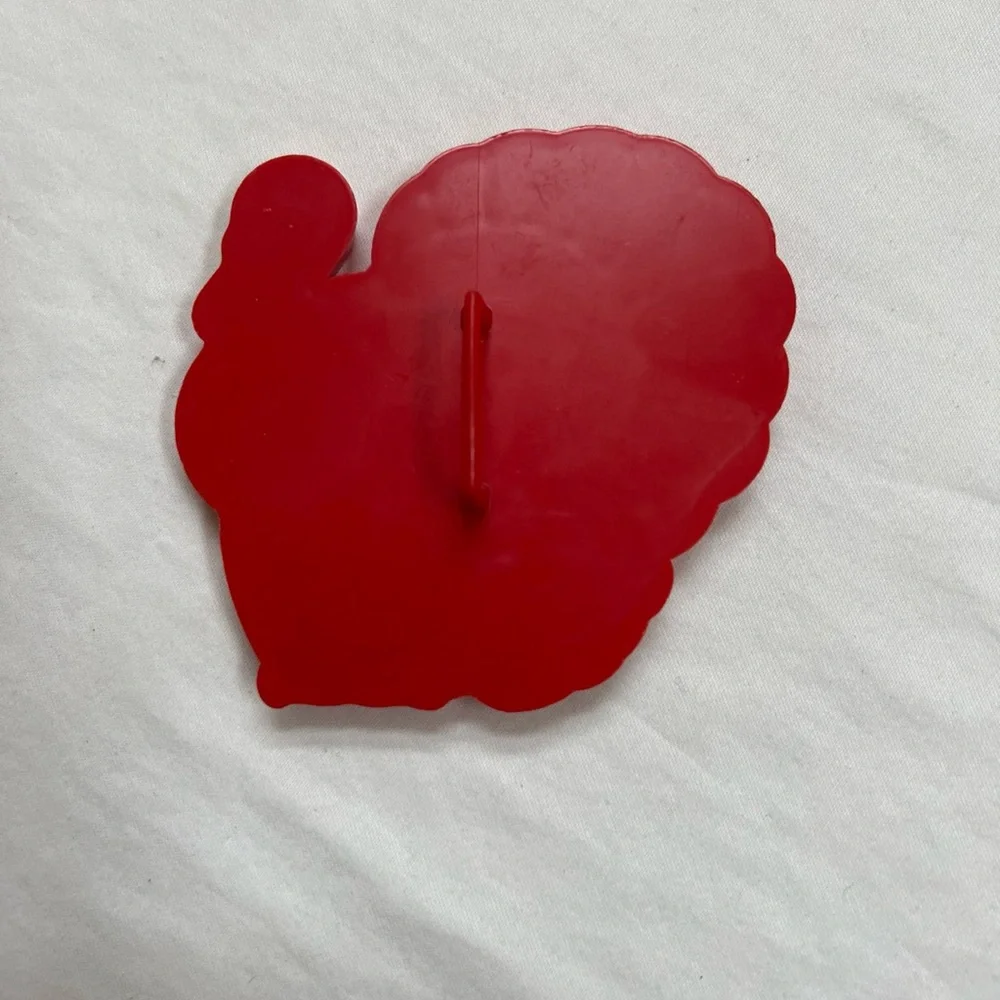 6 Cookie Cutters Red Plastic Vintage Pig Bunny Clown Turkey Flag Christmas Tree